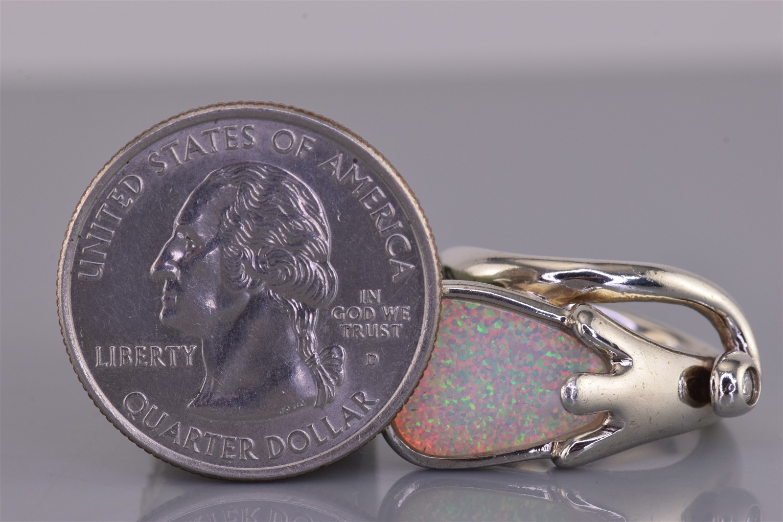 Sterling Silver Opal Accent Flower Cubic Zirconia Wrap Band Ring 10g 925 Sz: 6