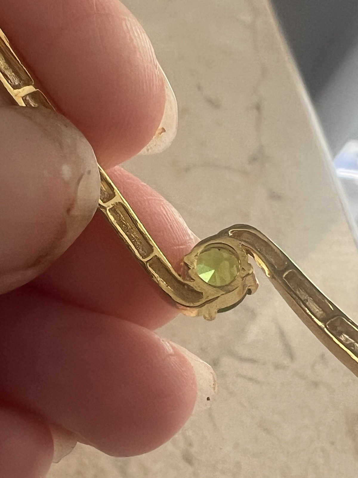 New w/ Tags BR KRN Created Peridot White Sapphire Gold on Brass Bangle Bracelet