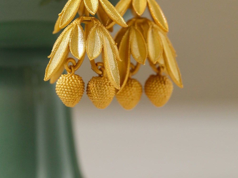 Silver Plated Lychee Drop Earrings Necklace Set Chinese Style Hanfu Jewelry