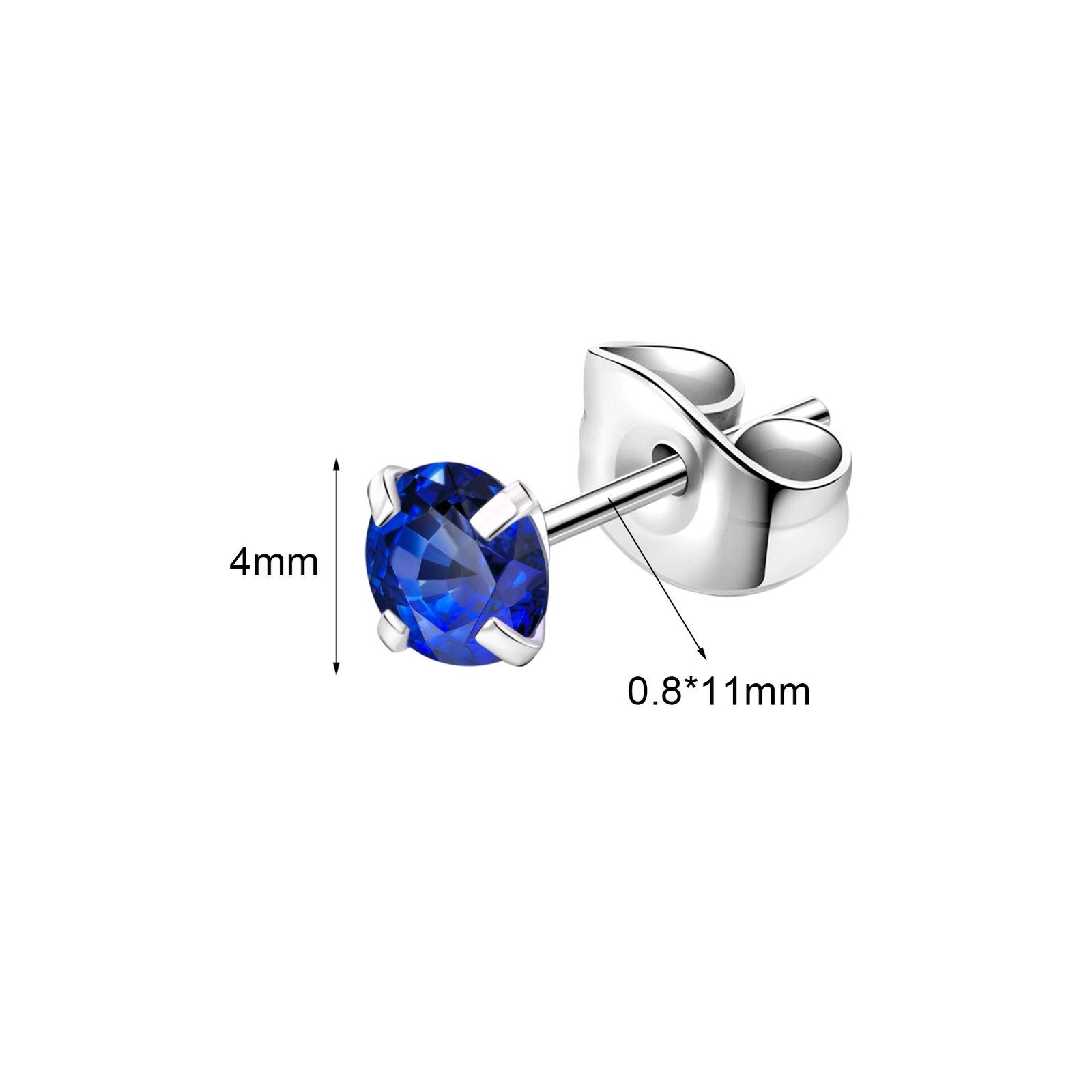 1 Pair 20G Stainless Steel Stud Earrings CZ Ear Studs Cartilage Piercing Jewelry