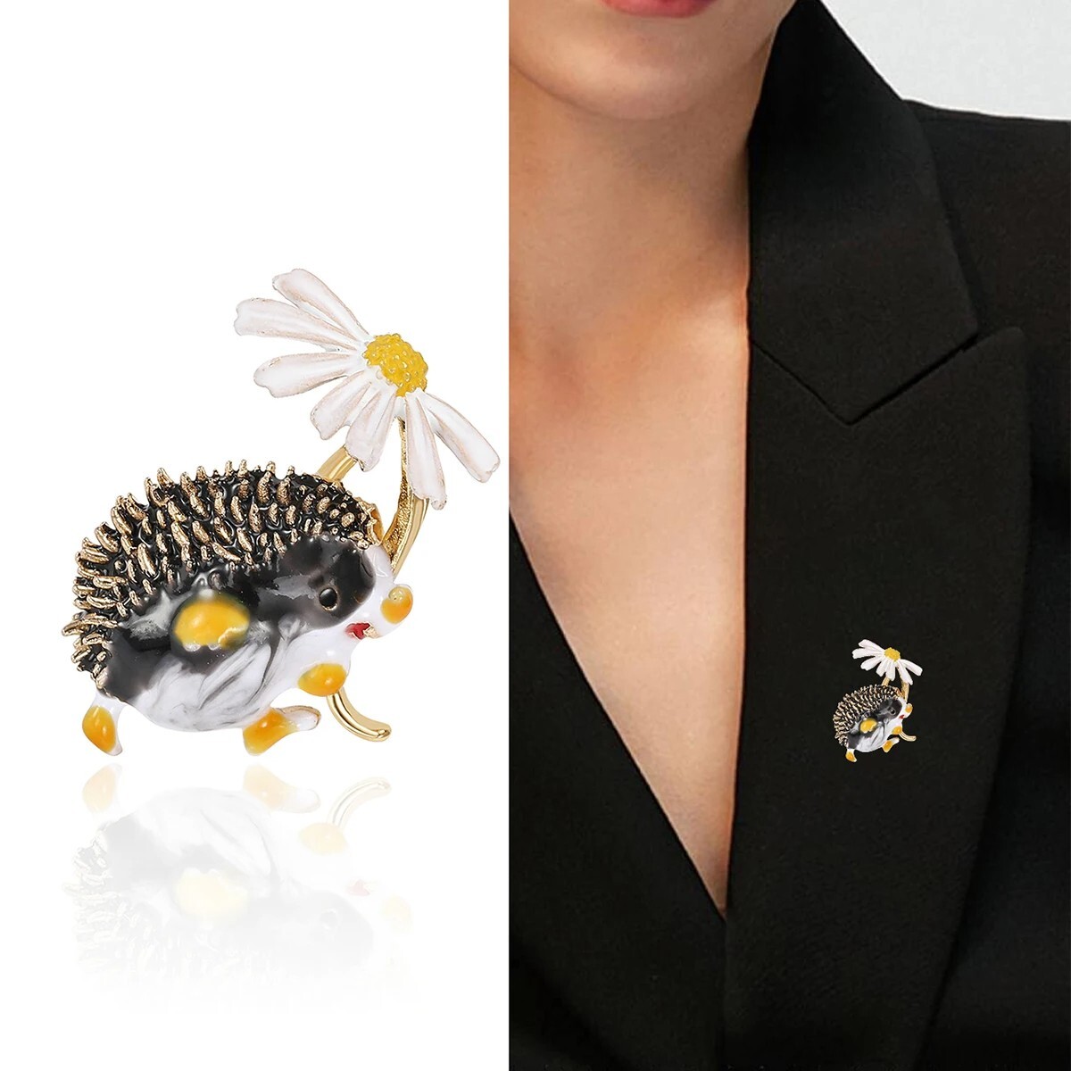 Hot Sale Enamel Hedgehog Brooches Small Animal Pin Friend Gifts Accessories