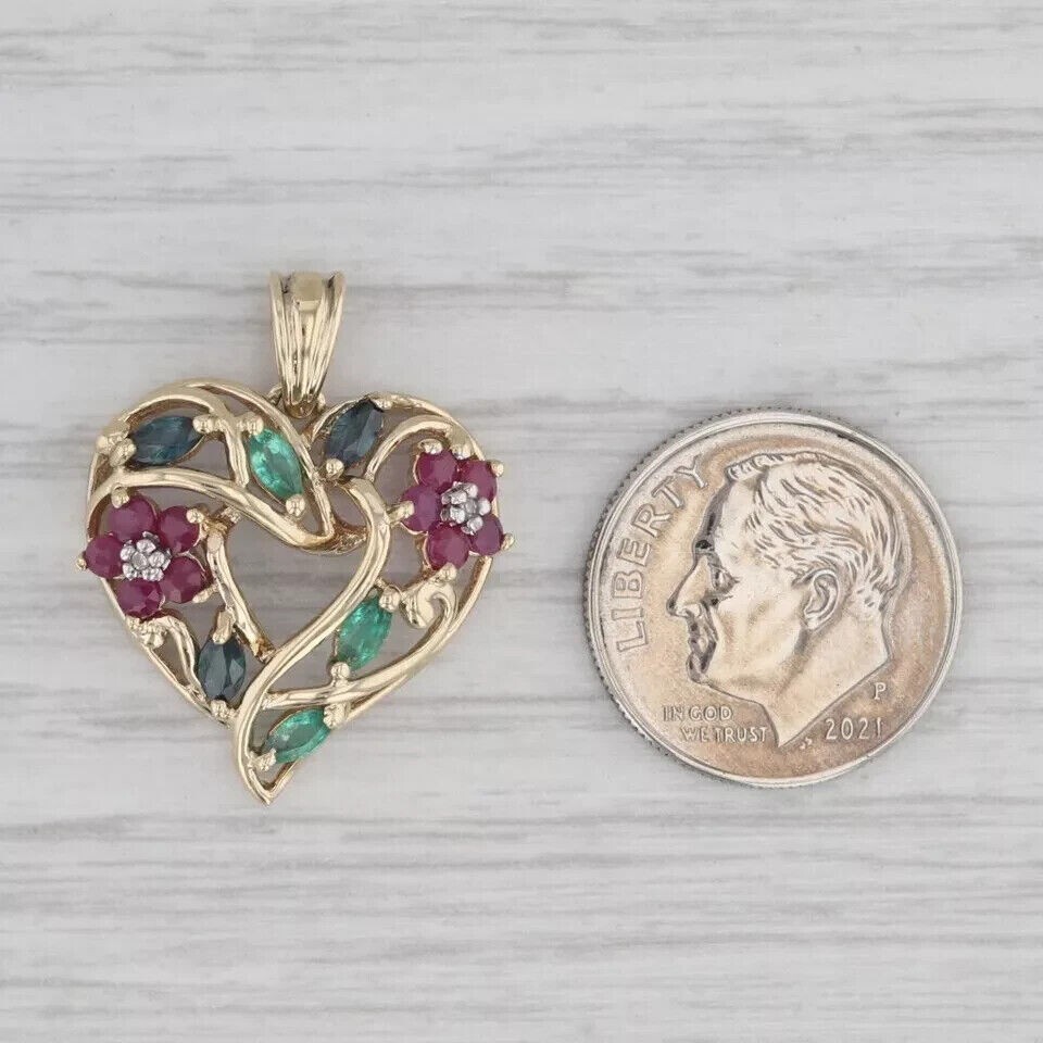 Round Cut Simulated Ruby Women’s Stunning Heart Pendant 14K Yellow Gold Plated