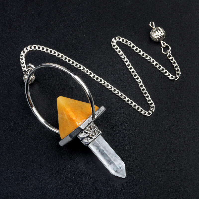 10pcs Wholesale Natural Mixed Stone Pyramid of Hexagonal Column Pendant Bead