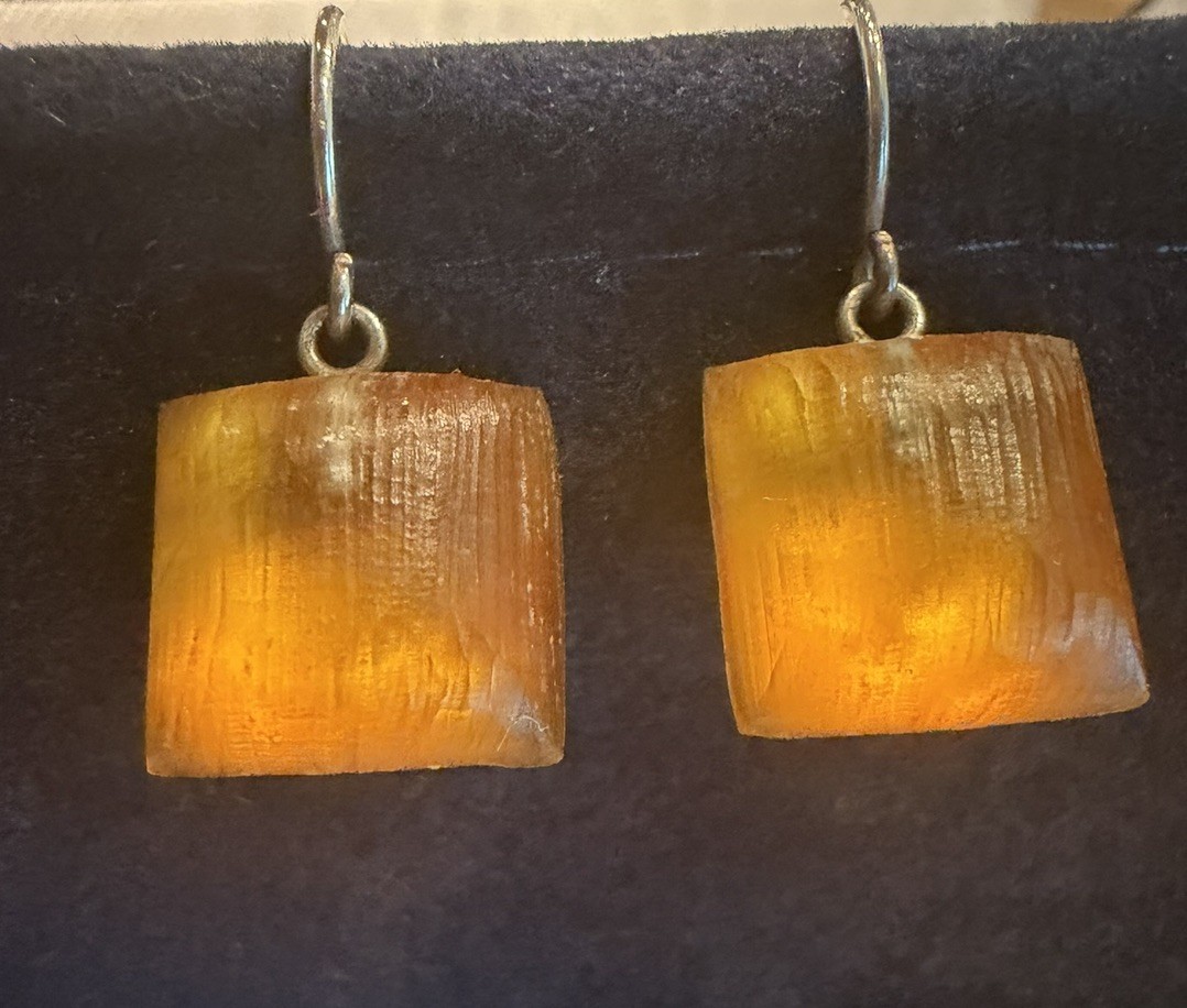 alexis bittar lucite drop earrings Orange Square .75” Overall Dangle