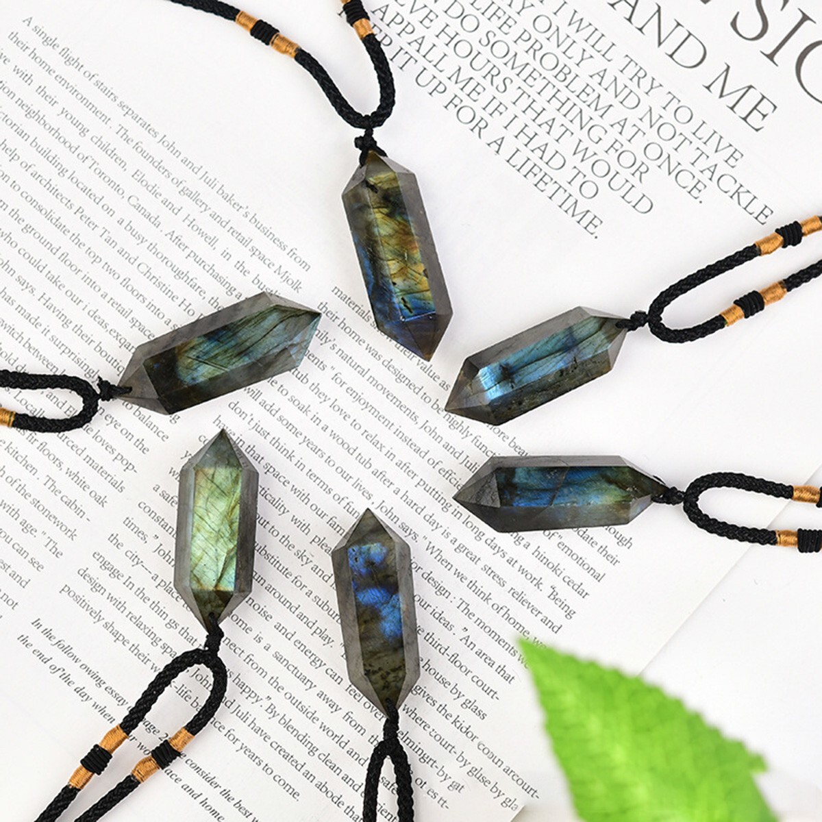 High Flash Labradorite Double Point Pendant Necklace Healing Crystal Gifts