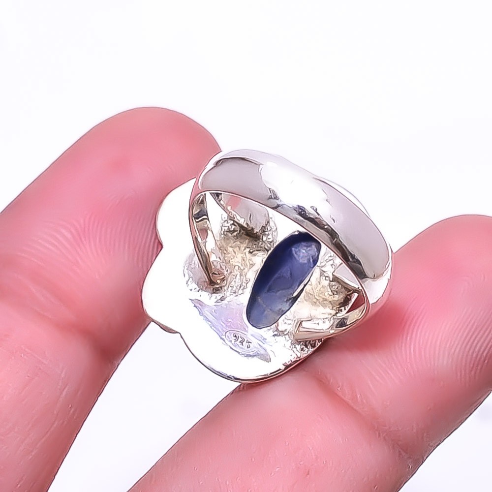 Kyanite -Nepal Two Tone 925 Sterling Silver Ring s.6 R26, Christmas Gift