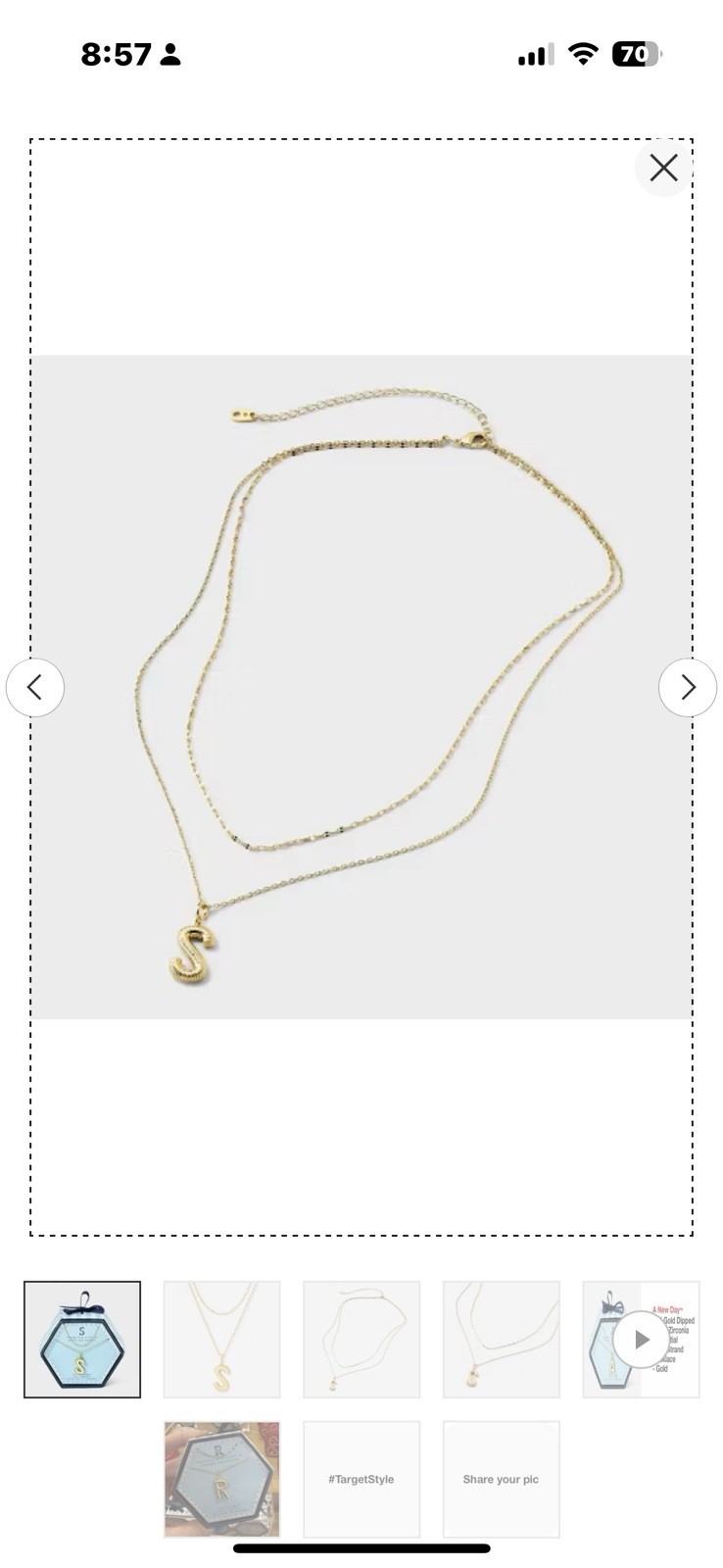 14k Gold Dipped Cubic Zirconia Duo Necklace – Letter M – A New Day