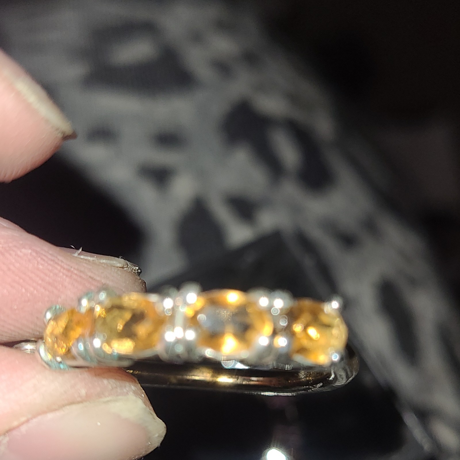 Citrine Baguette Rhinestone Hoop Earrings Hinged Silvertone Yellow Round