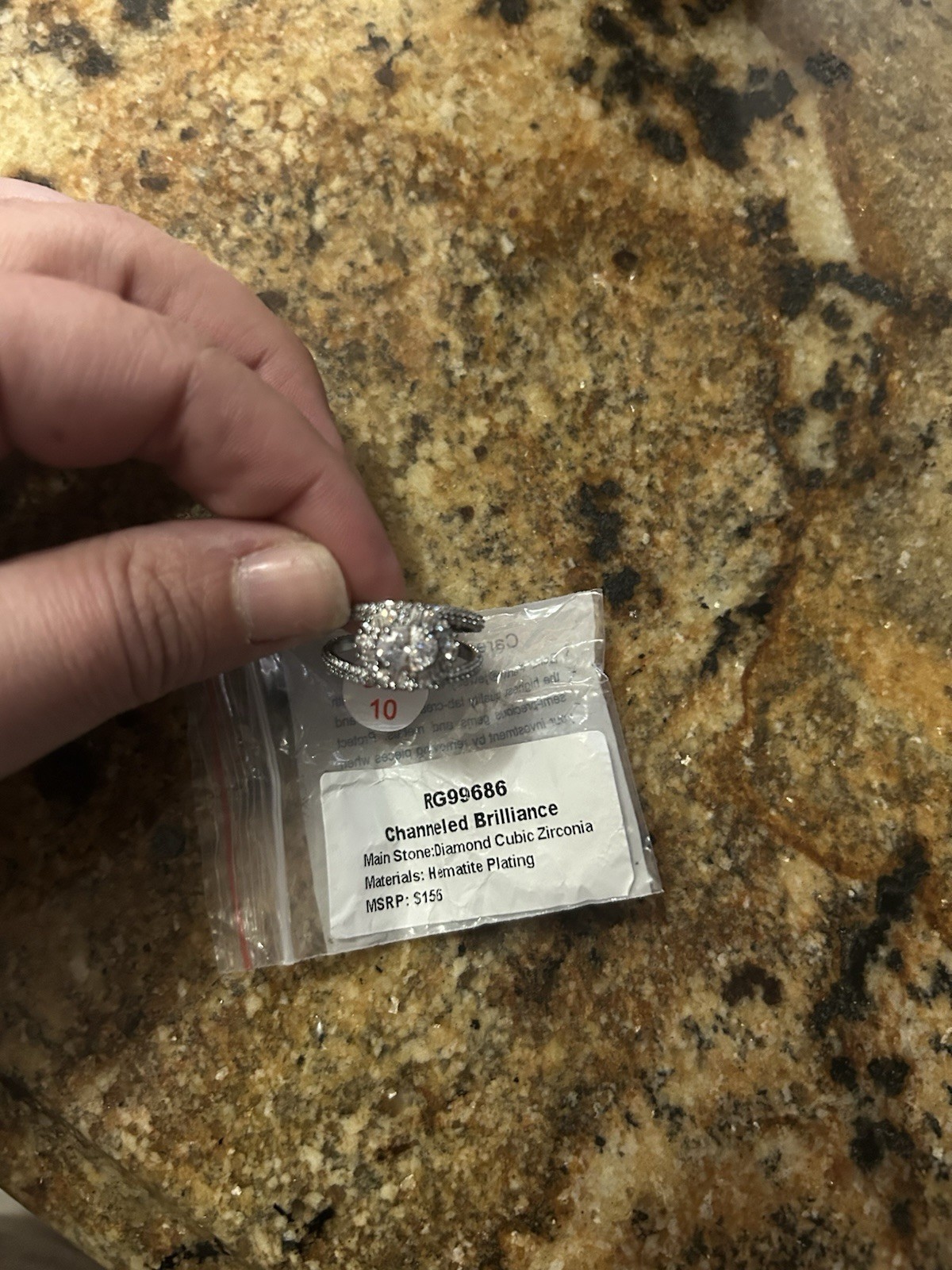 Bomb Party Lumina Ring Sz 10 “Channeled Brilliance” Diamond CZ Hematite Plating