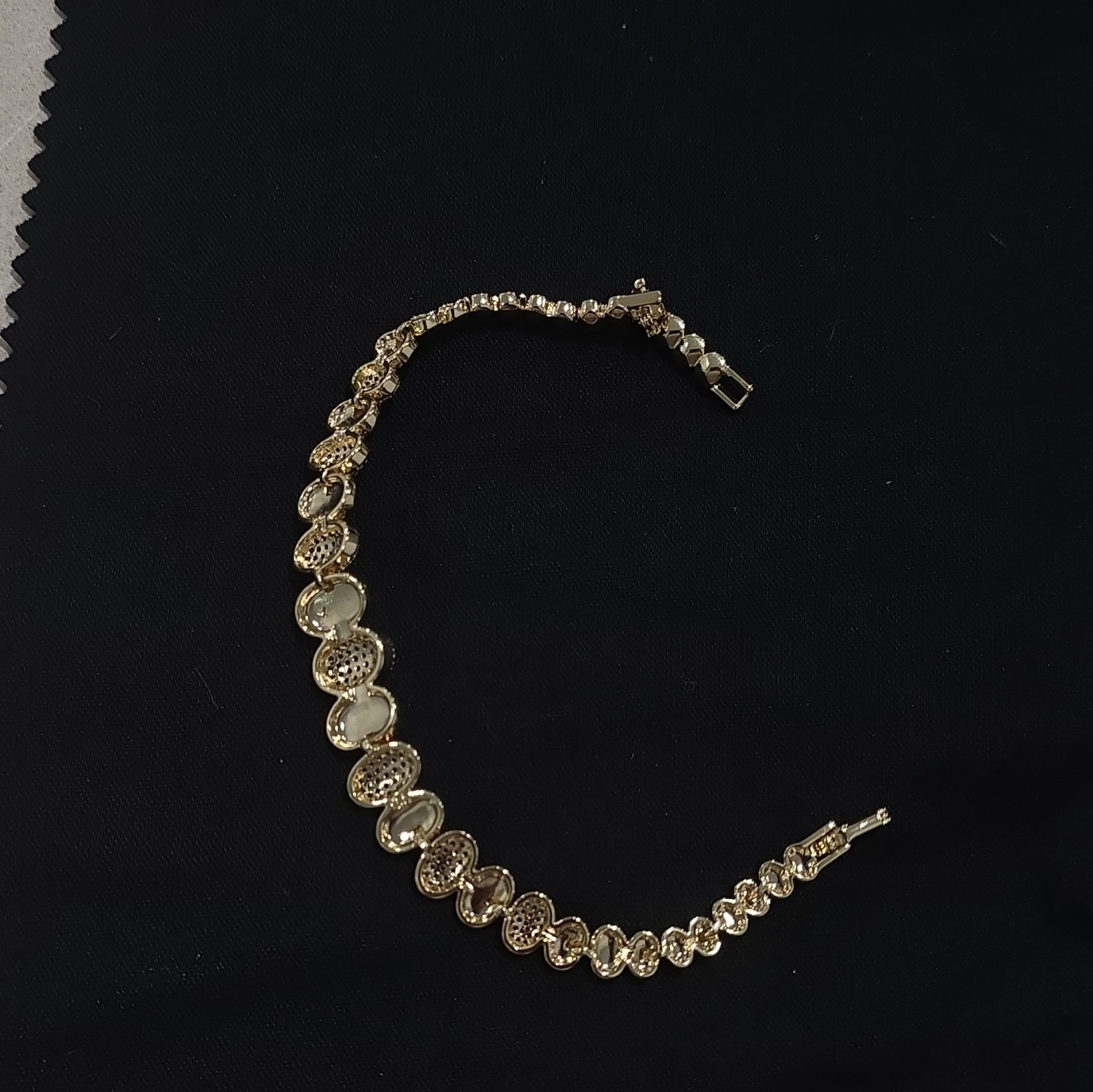 Gold Plated Crystal Beaded Tennis Bracelet – Lobster Clasp, Stackable, 8 in