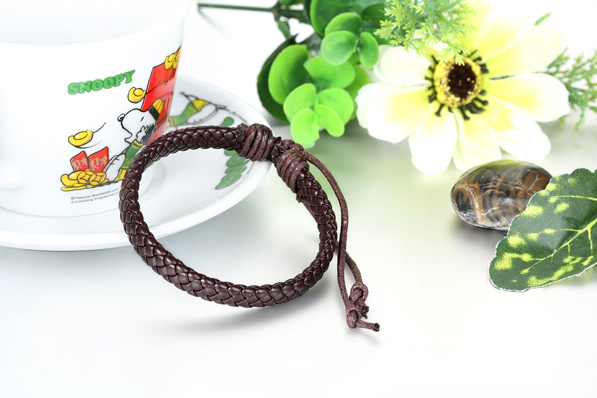 Men’s Women’s Wrap Braided Leather Bracelet Cuff Bangle Adjustable Wristband