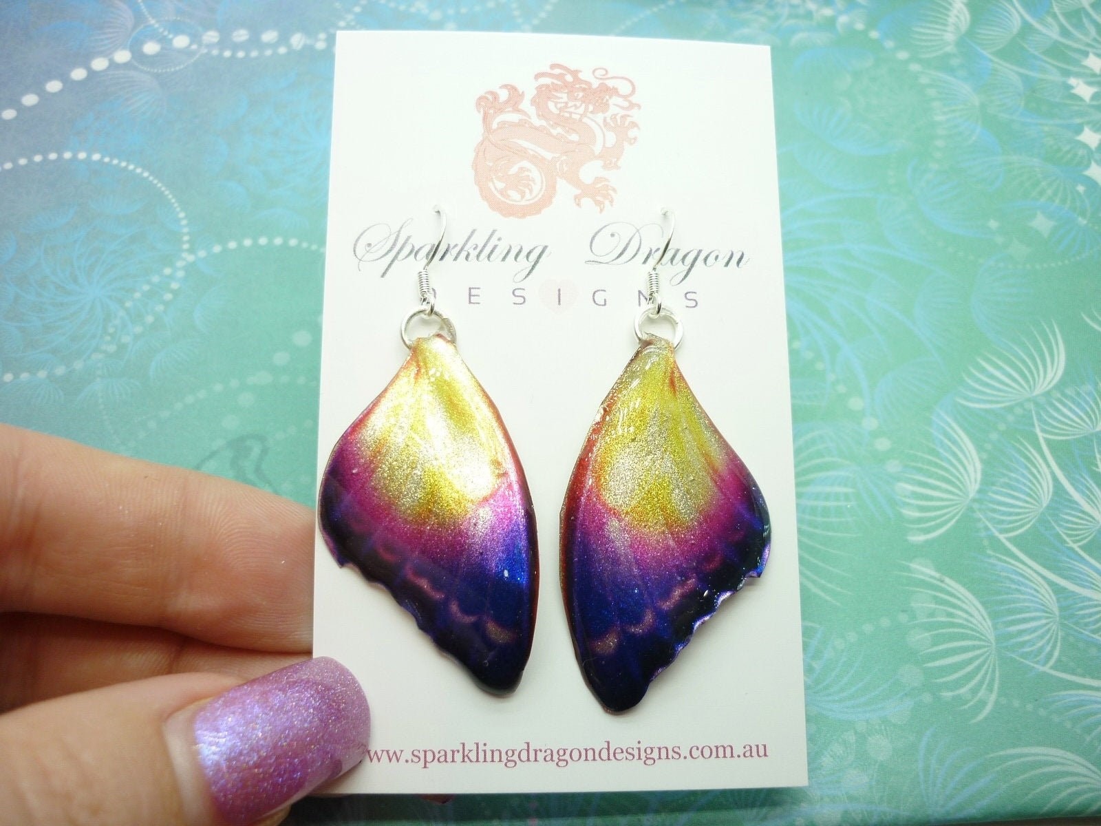 Butterfly Earrings Mystic Sunset – Fairy Jewellery Fun Gift for her, Fairy Wing