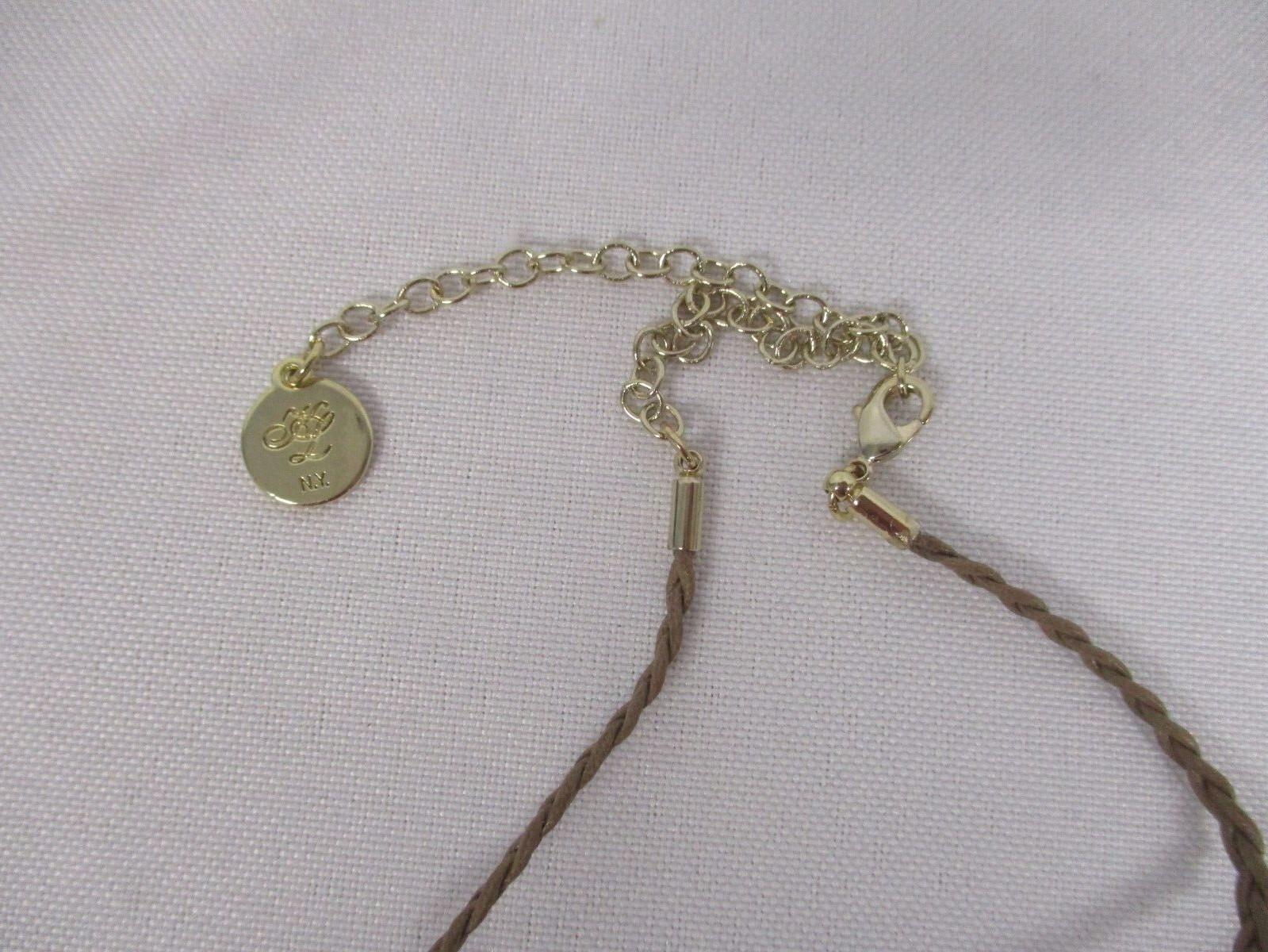 PRETTY KL KARL LAGERFELD GOLDTONE CHAIN BRAIDED CORD NECKLACE with PEARL DROP