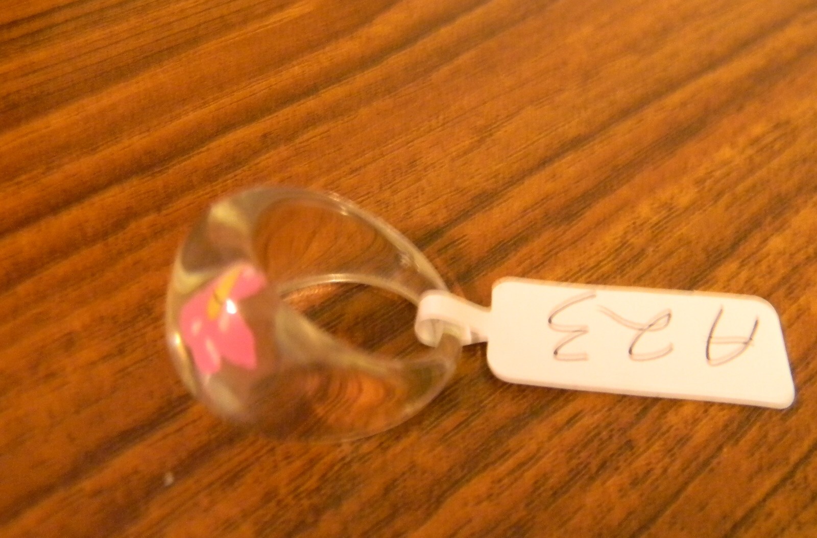 Plastic Resin ~ PINK FLOWER ~ Ring Size 7.5 – #A23 Unmarked