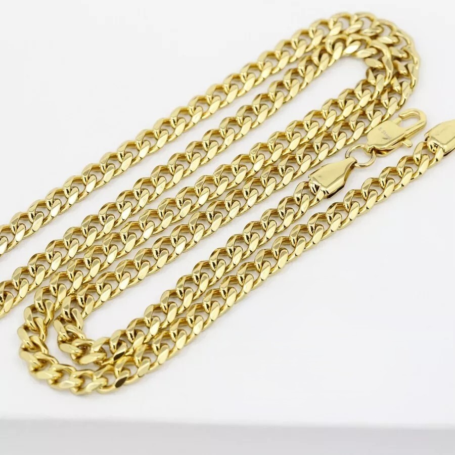 DG Men’s 24″ Gold Stainless Steel 8mm Miami Cuban Curb Chain Necklace + BOX