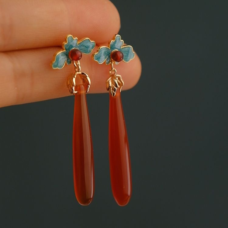 Chinese Style Long Teardrop Earrings New Chinese Hanfu Qipao Stud