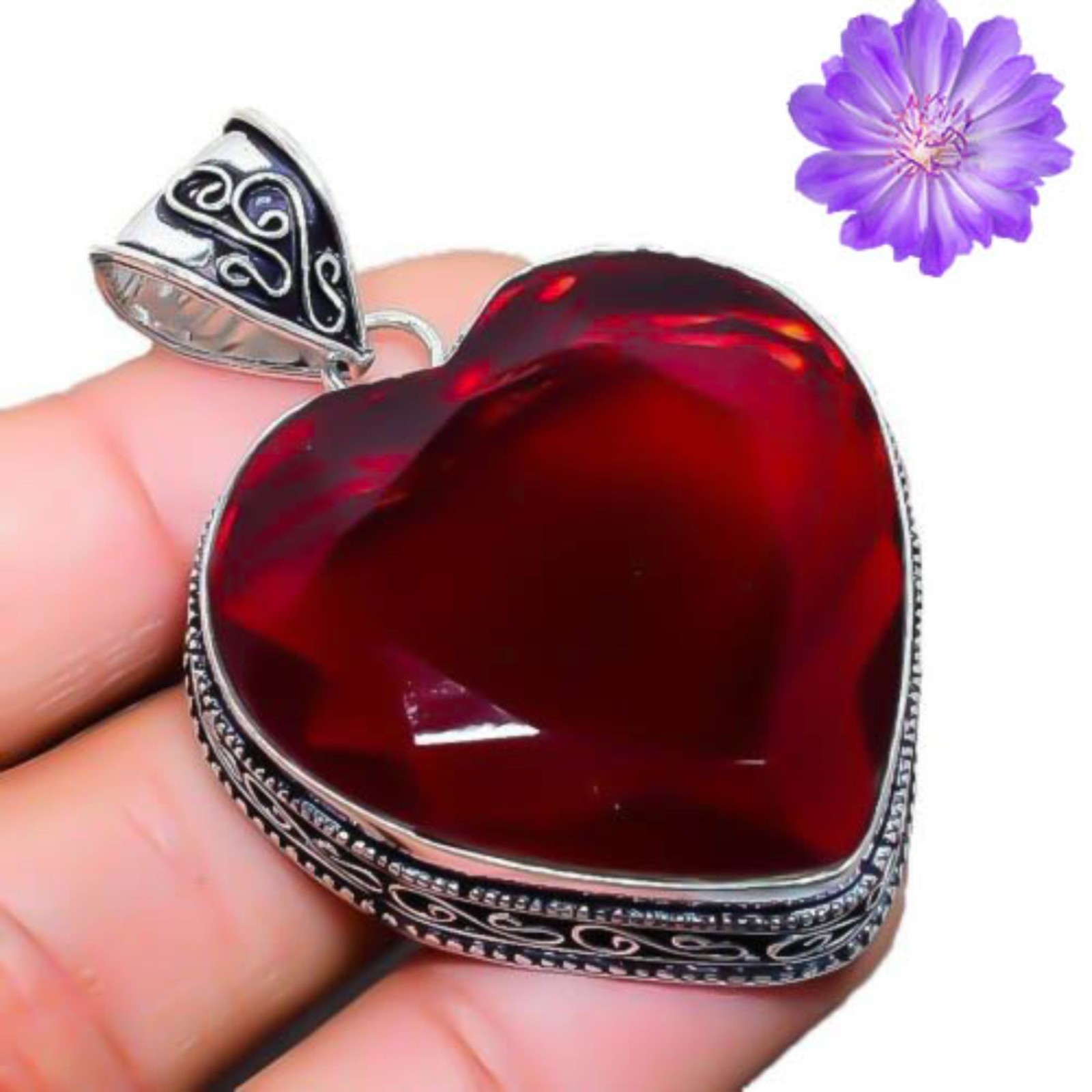 Mozambique Garnet Gemstone Handmade 925 Sterling Silver Jewelry Pendant 2″