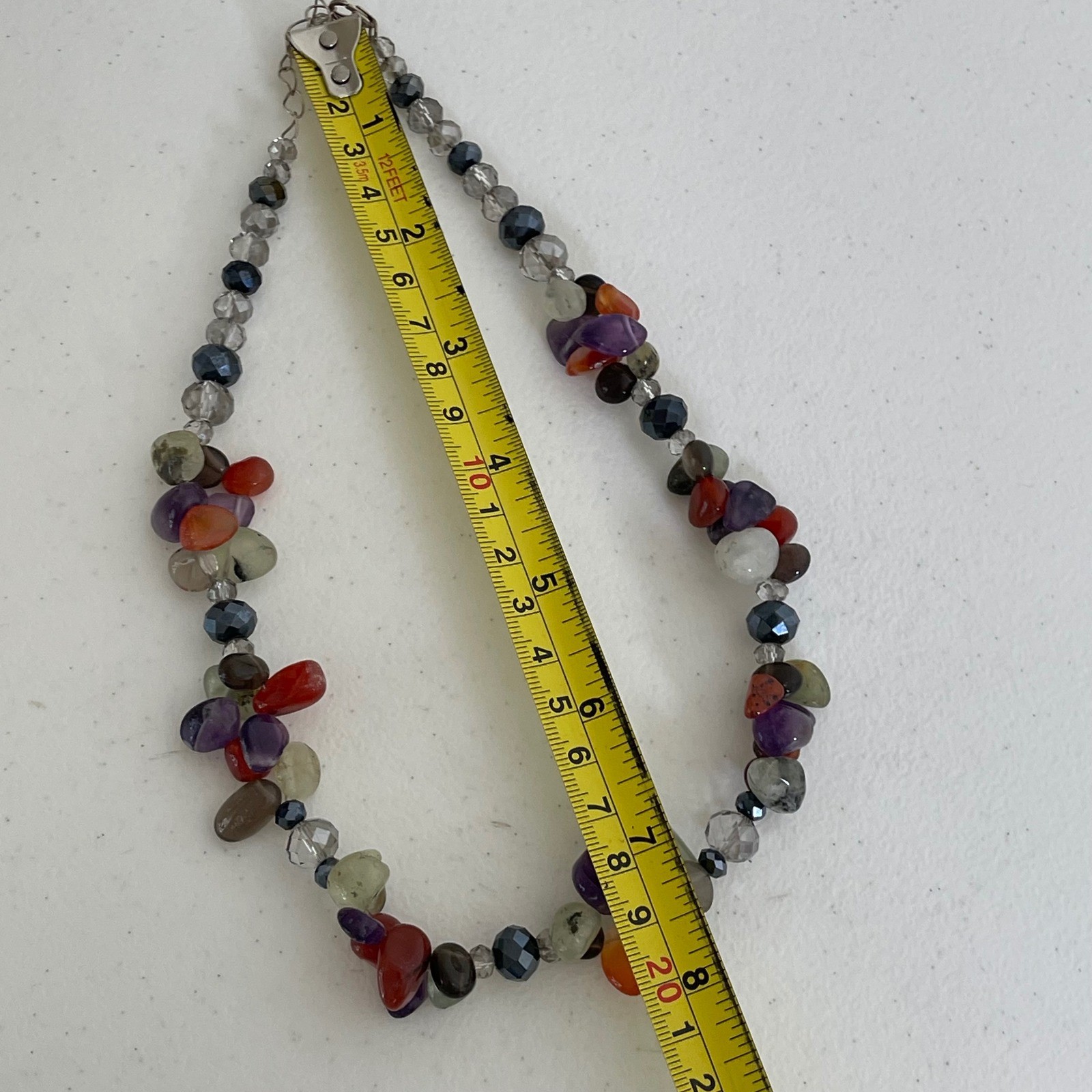 Gemstone Beaded Statement Necklace Womens Multicolor Mixed Stone Chunky Boho