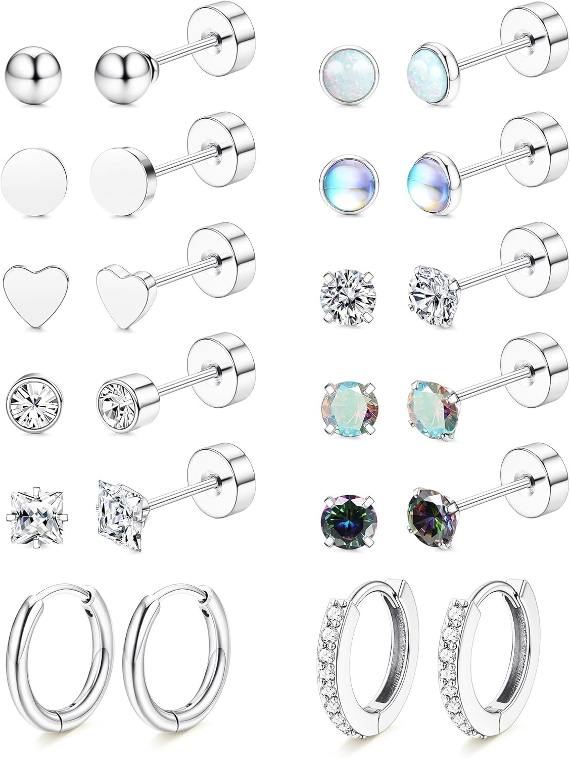 Hypoallergenic Surgical Steel Earrings for Sensitive Ears-20G Flat Back Earrings