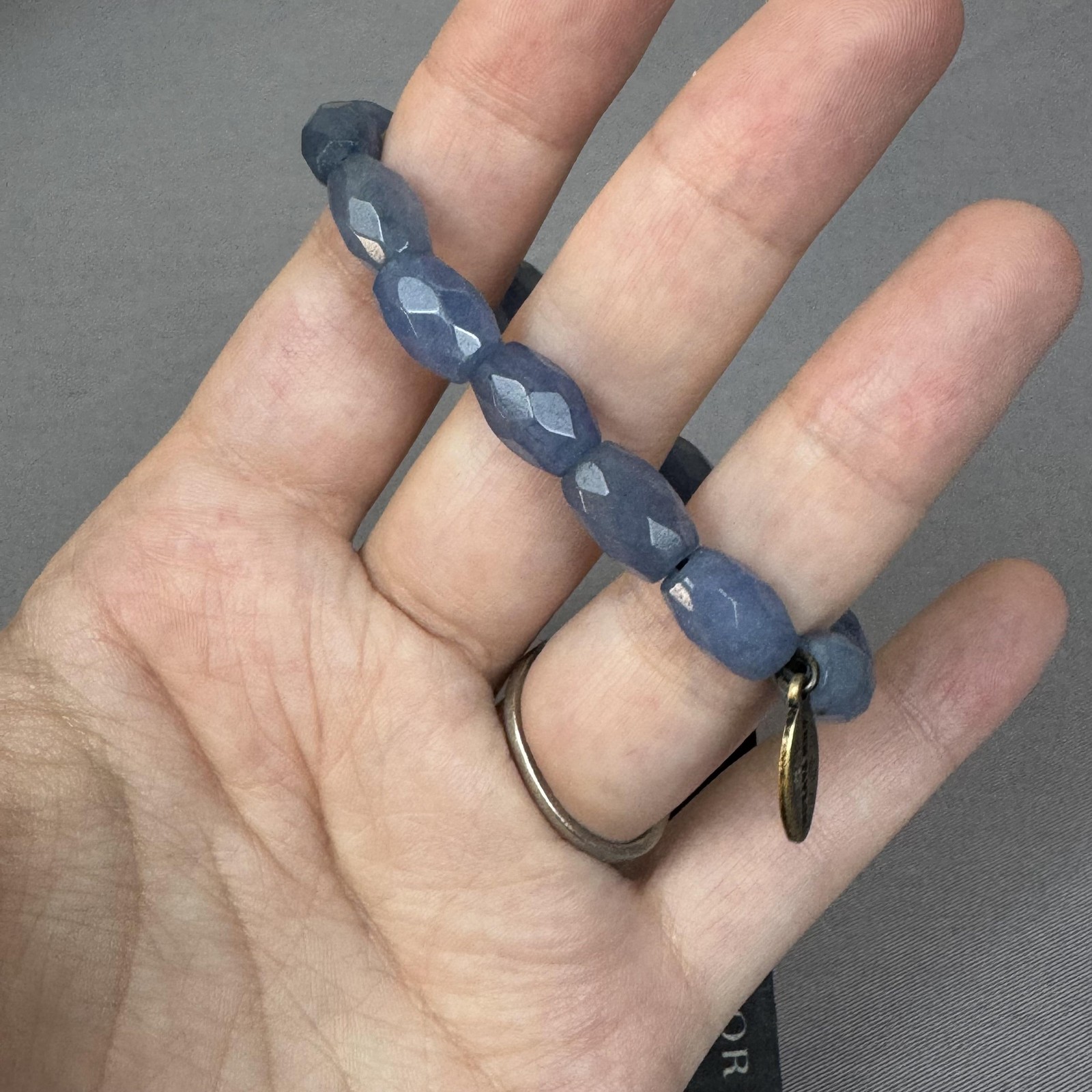 Ann Taylor Bracelet Blue Faceted Beaded Charm Stretch Womens 8 In Jewelry