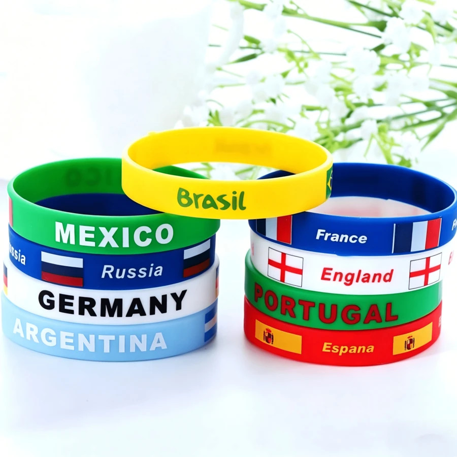 1pcs 2026 World Cup Country Flag Silicone Wristband Soccer Fan Gift Souvenirs