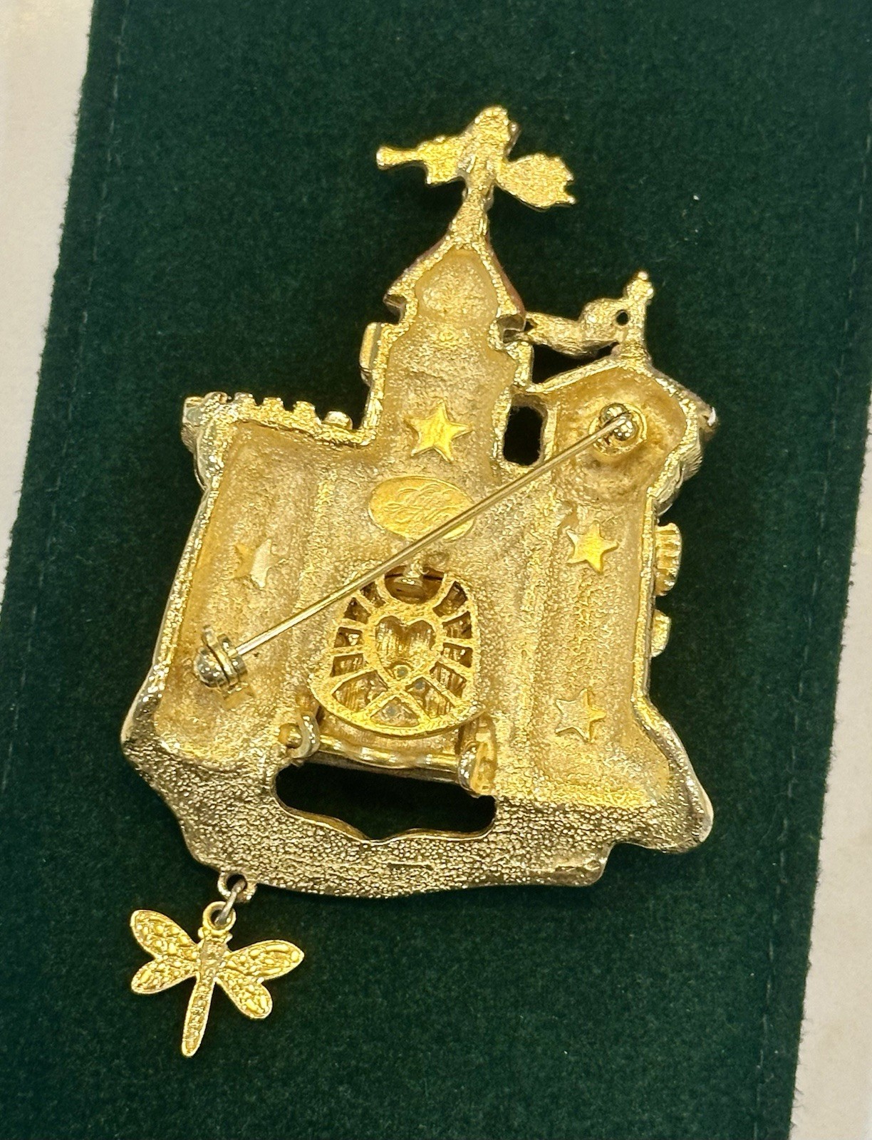Kirks Folly Fairytale Castle Rapunzel Princess Gold-Tone Enamel 3” Brooch/Pin
