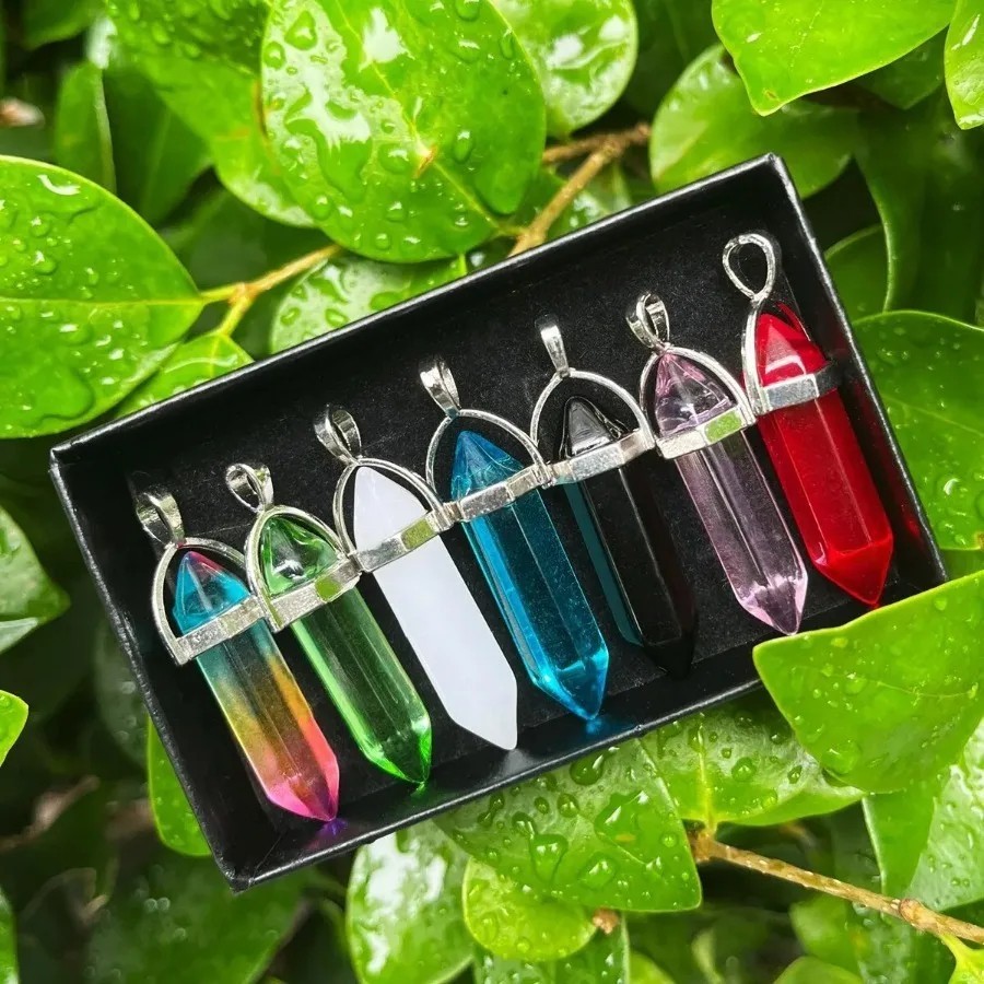 7Pcs Bullet Shape Chakra Crystal Healing Point Beads Jewelry Making Gift Set