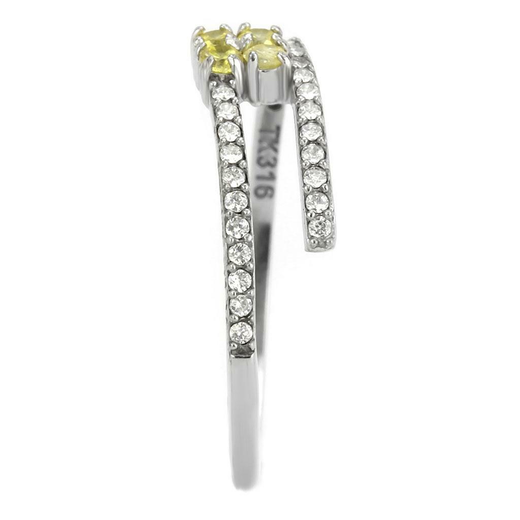 DA338 – No Plating Stainless Steel Ring with AAA Grade CZ in Topaz