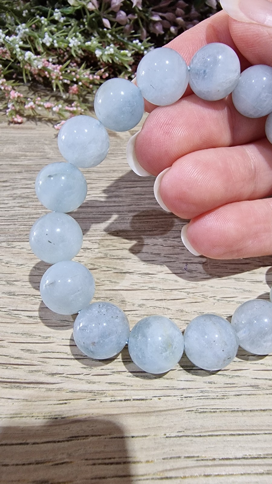 Aquamarine Crystal Beads Bracelet Elasticated 11.7mm