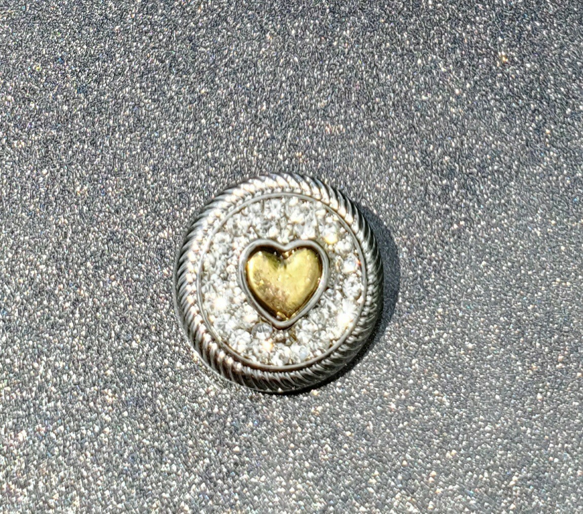 Silver with gold accent 18mm Snap. Star moon heart Button
