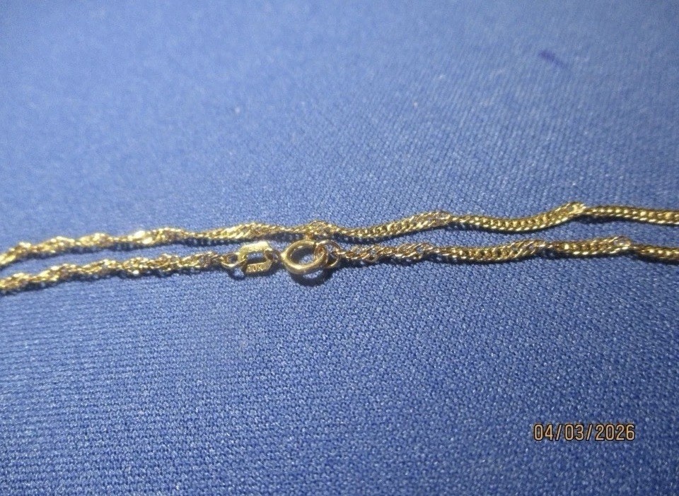 10k Solid Gold Singapore Rope Chain Bracelet 7 in Spring Ring Clasp No Stone