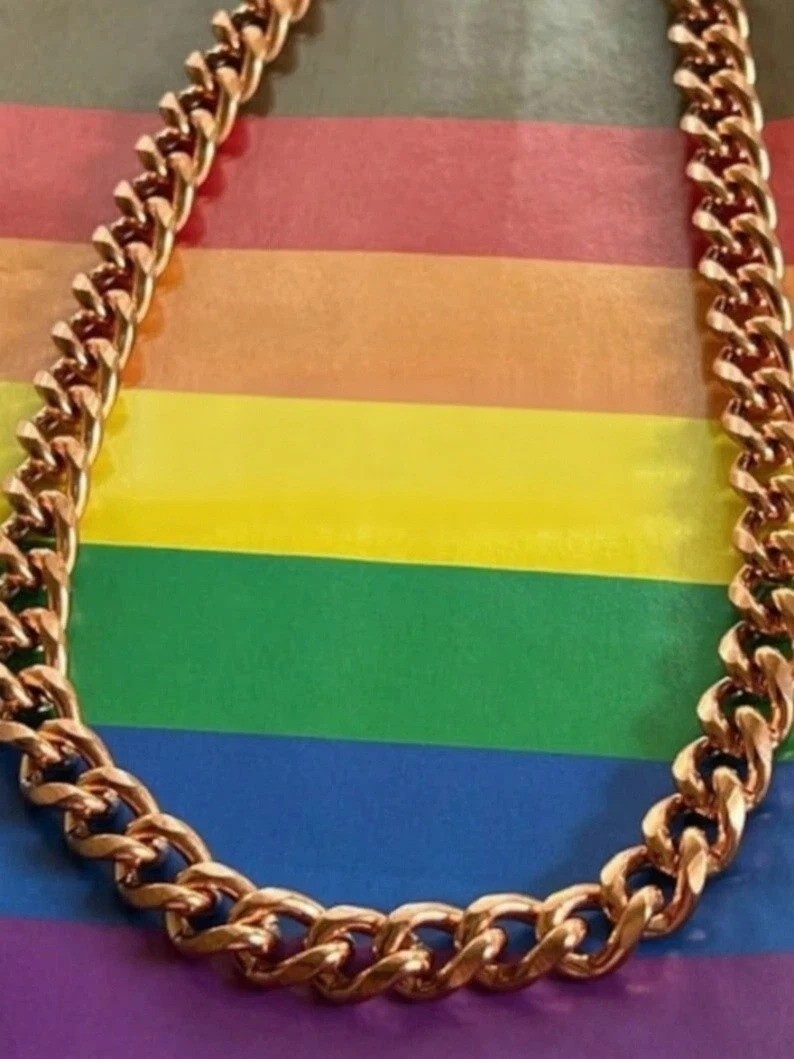CUBAN CHAIN Solid Pure Copper Oxidized Necklace Gift Her & Him Curb Link 8MM