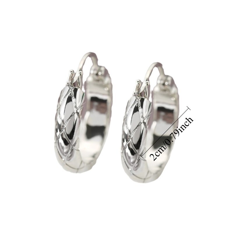 Women’s Smooth Rhombus Grid Ear BuckleFashionable Earrings Copper Jewelry Gift