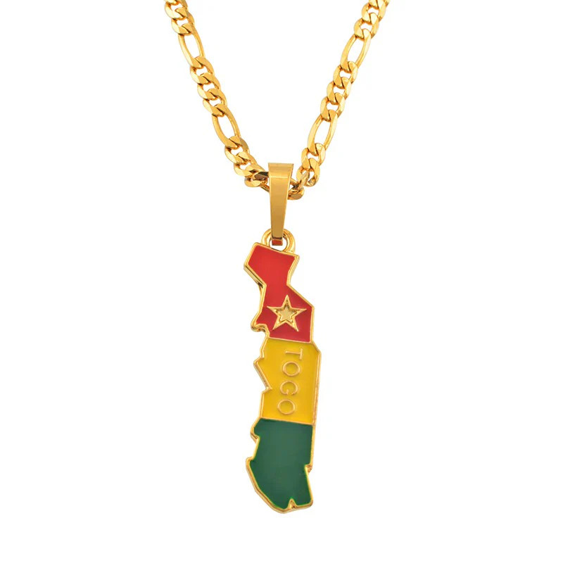 Togo Map with Flag Pendant Necklace