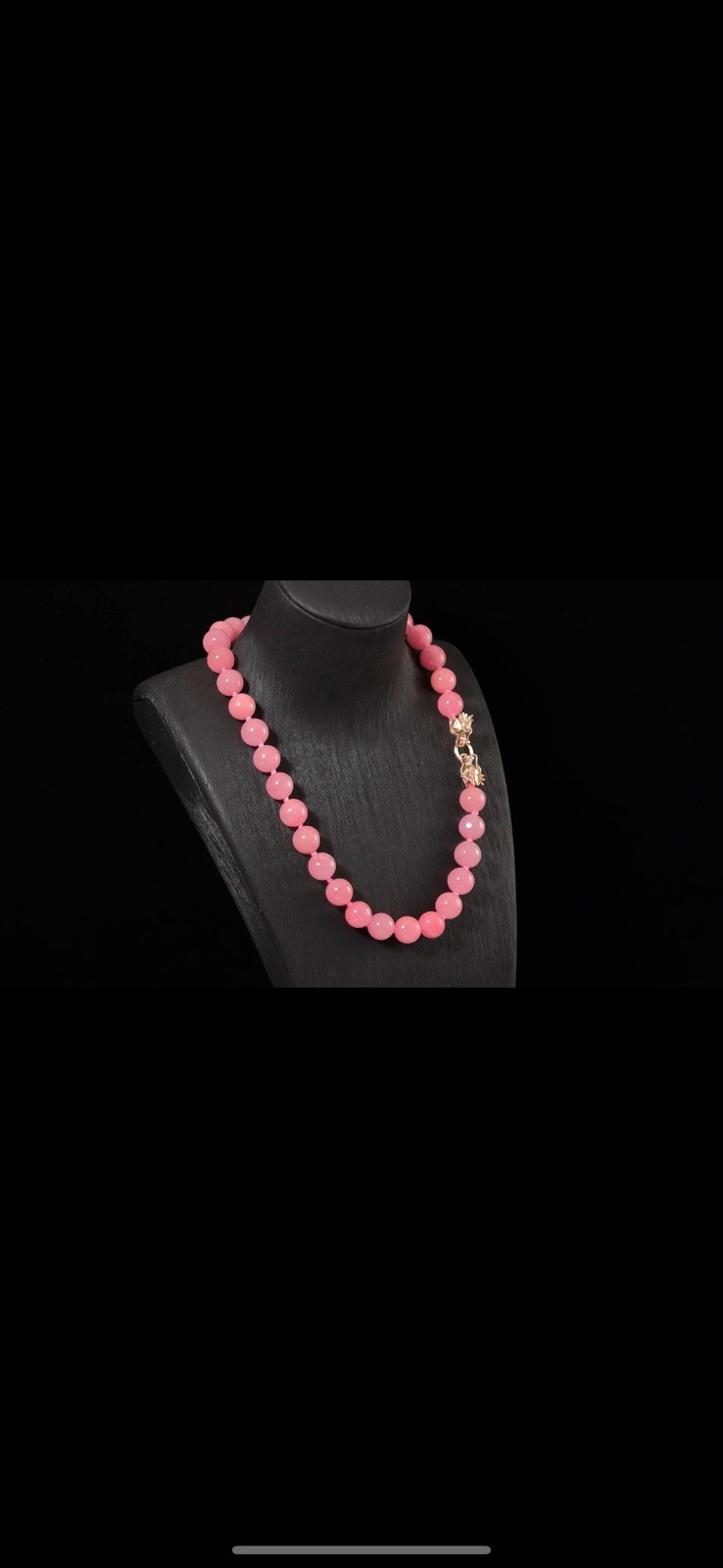 LAVISH GENUINE PINK JADE NECKLACE WITH DRAGON CLASP 18k ROSE GOLD & 925 SILVER