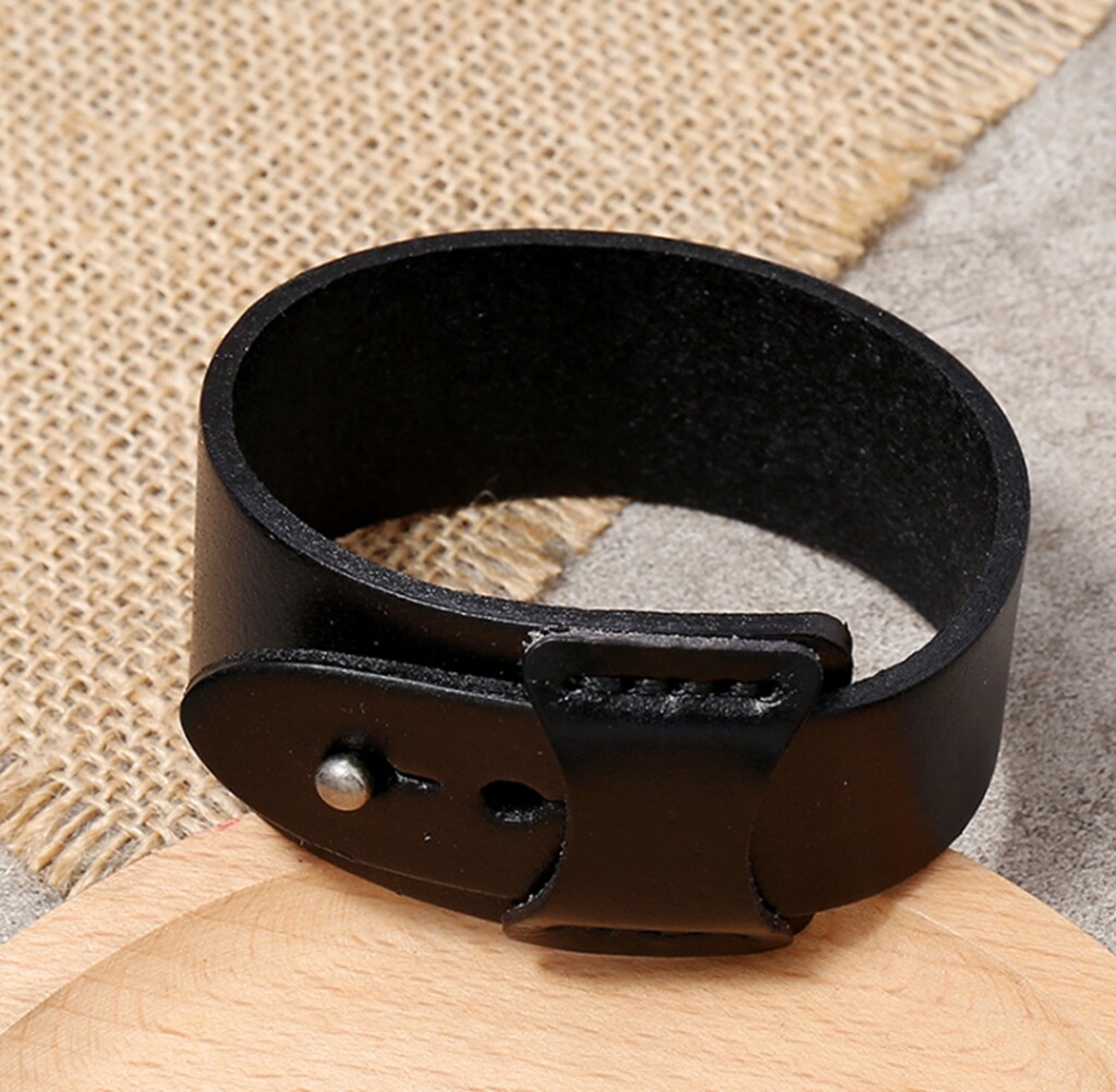 Men Women Vintage Wide Genuine Leather Wristband Bangle / Leather Bracelet 7.5-8