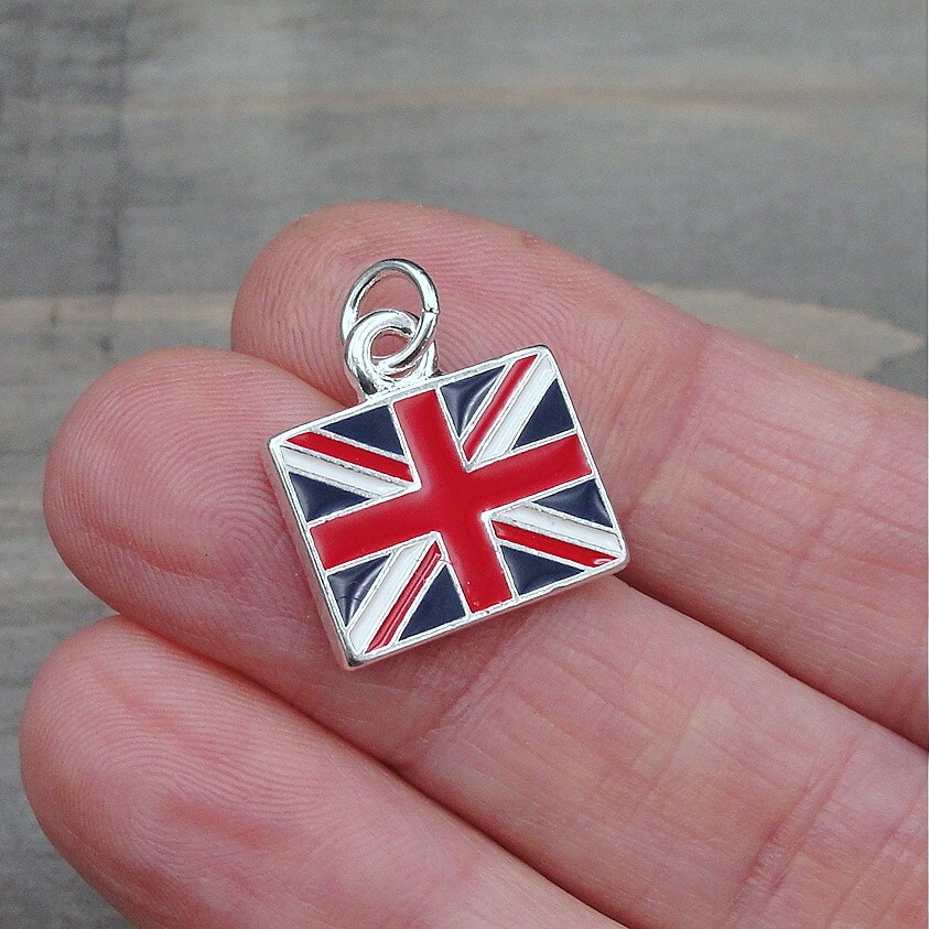 Silver and Enamel British Flag Charm – Union Jack United Kingdom Pendant NEW