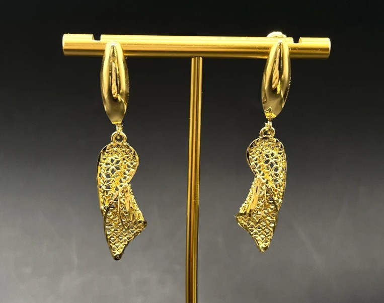 24K Gold Plated African Dubai European Wedding Pendant Necklace Earrings Set