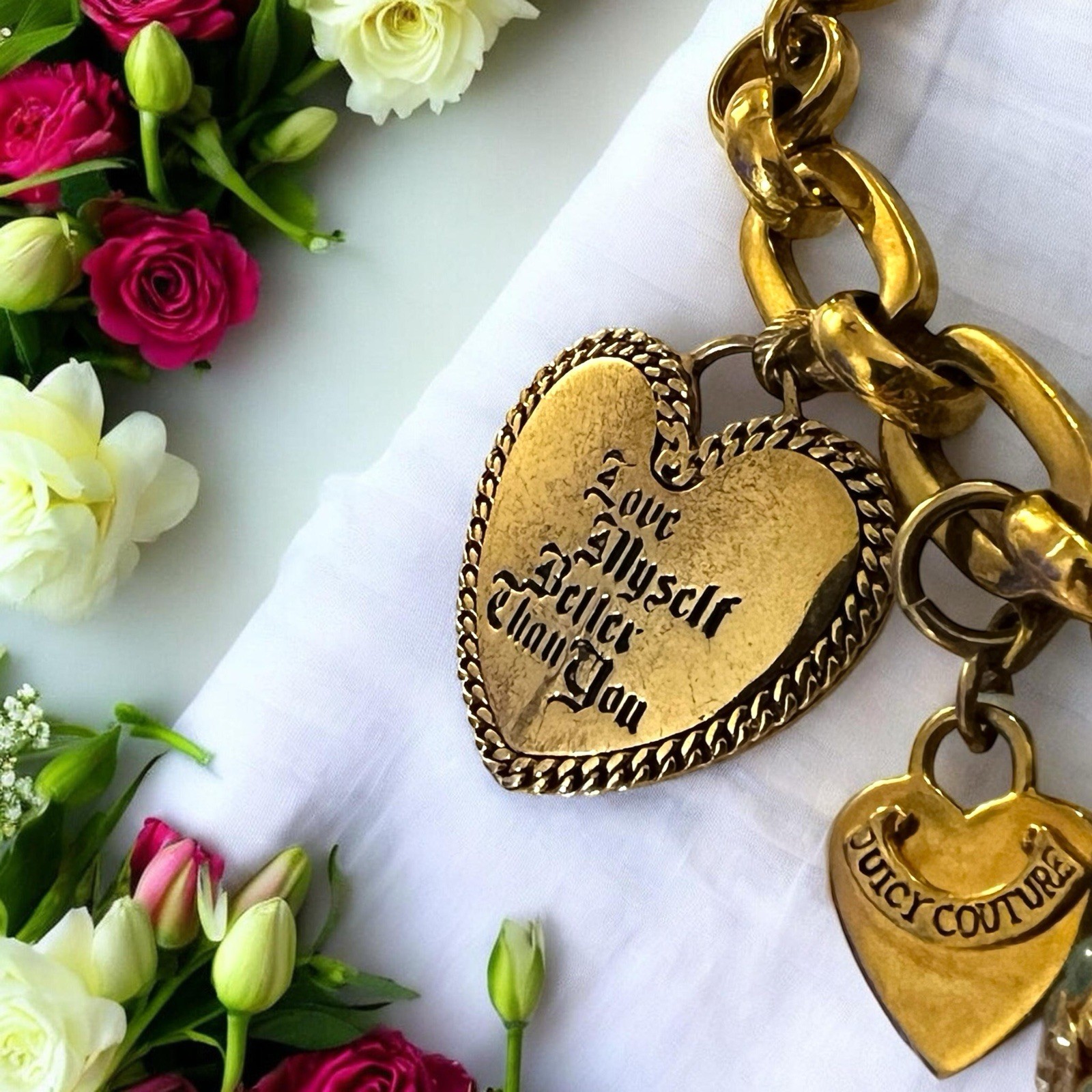 Vintage JUICY COUTURE Gold-Tone Assorted Iconic Rare Charm 7.5” Bracelet 13.1g