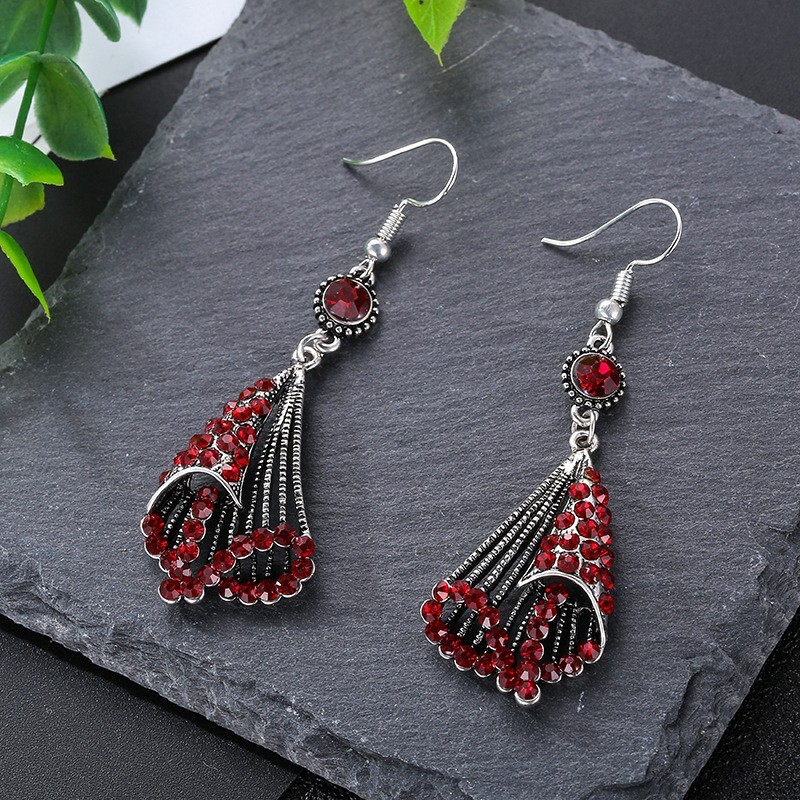 Gorgeous Women Retro Bohemian Earrings Rhinestones Spiral Geometry Style 1495