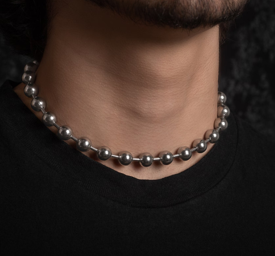 Punk Ball Chain Necklace, 316L Stainless Steel, 2000’s, Y2K, Grunge Jewelry, Pun