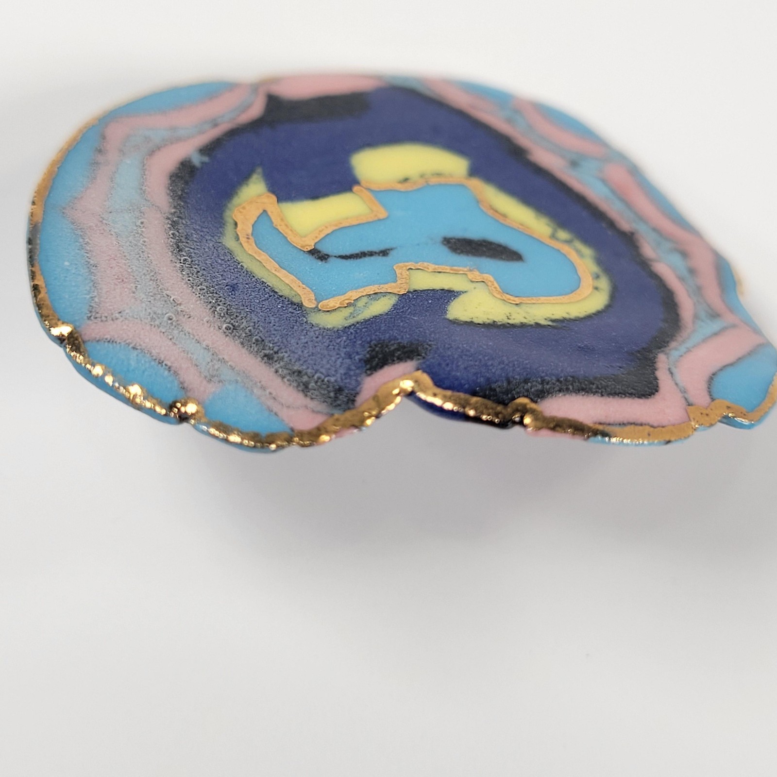 Abstract Swirl Brooch Earrings Set Polymer Clay Multicolor Art Jewelry Hippie
