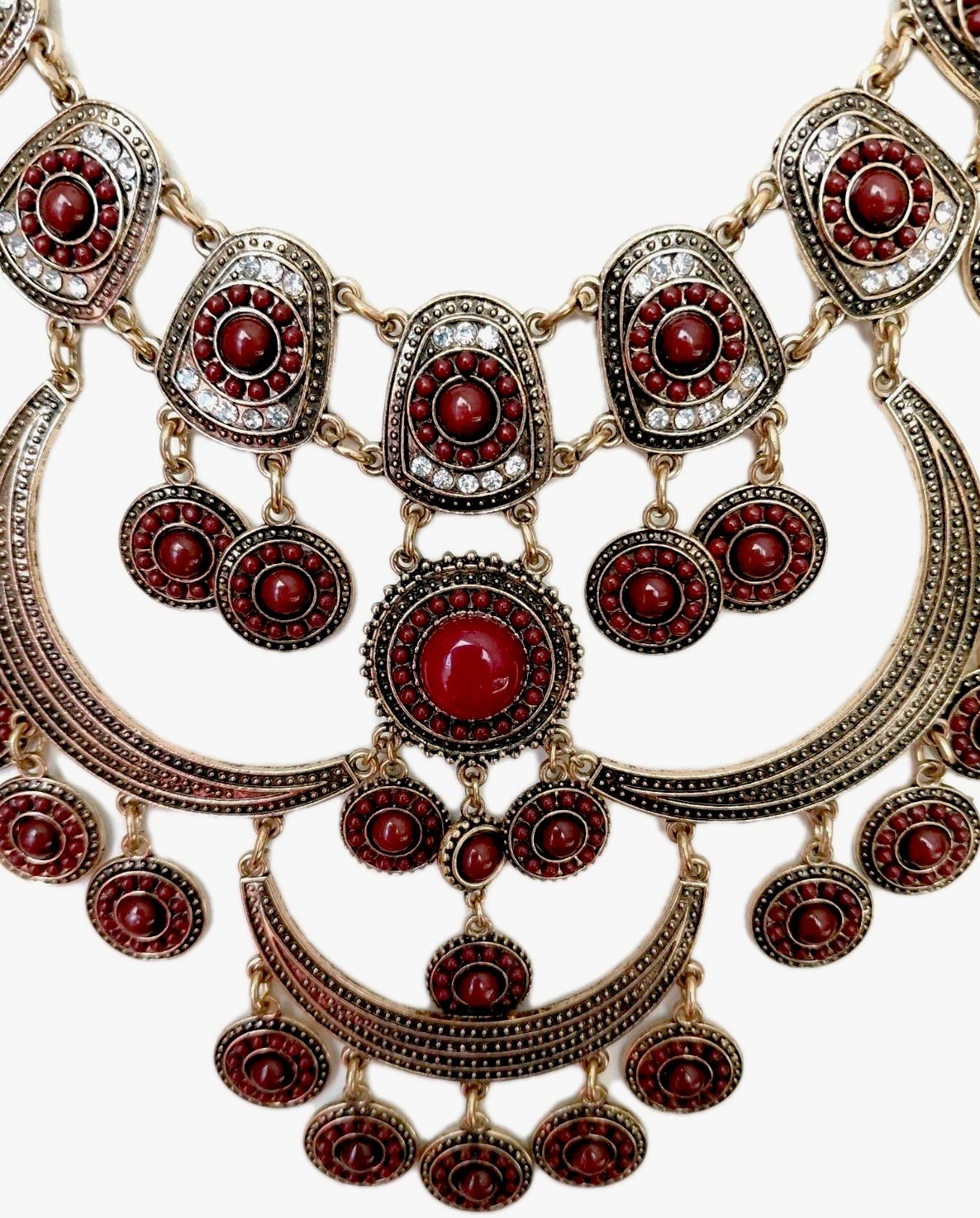 Bohemian Style Statement Necklace_ Gold Tone _ Very Good Used Condition