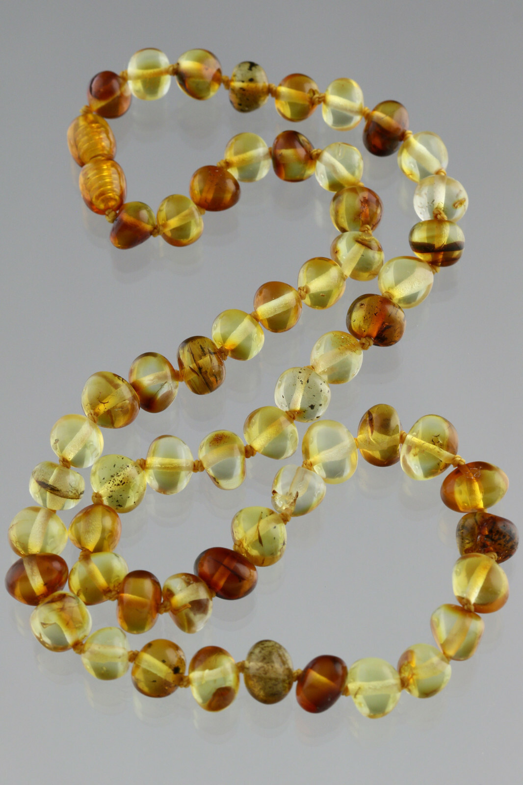 Genuine BALTIC AMBER Honey BAROQUE Beads Knotted Necklace 15.7g 190605-12