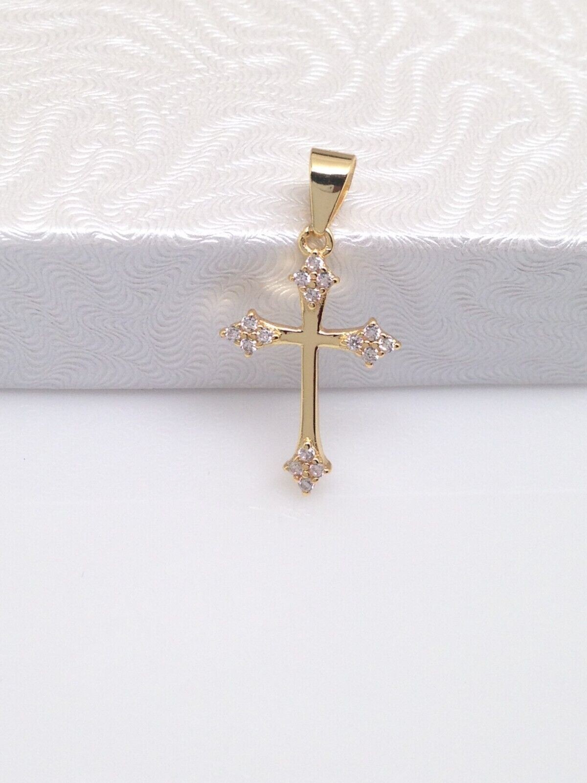 925 Sterling Silver CZ Orthodox Cross Pendant Tiny 17mm(0.67″)/25mm(0.98″)