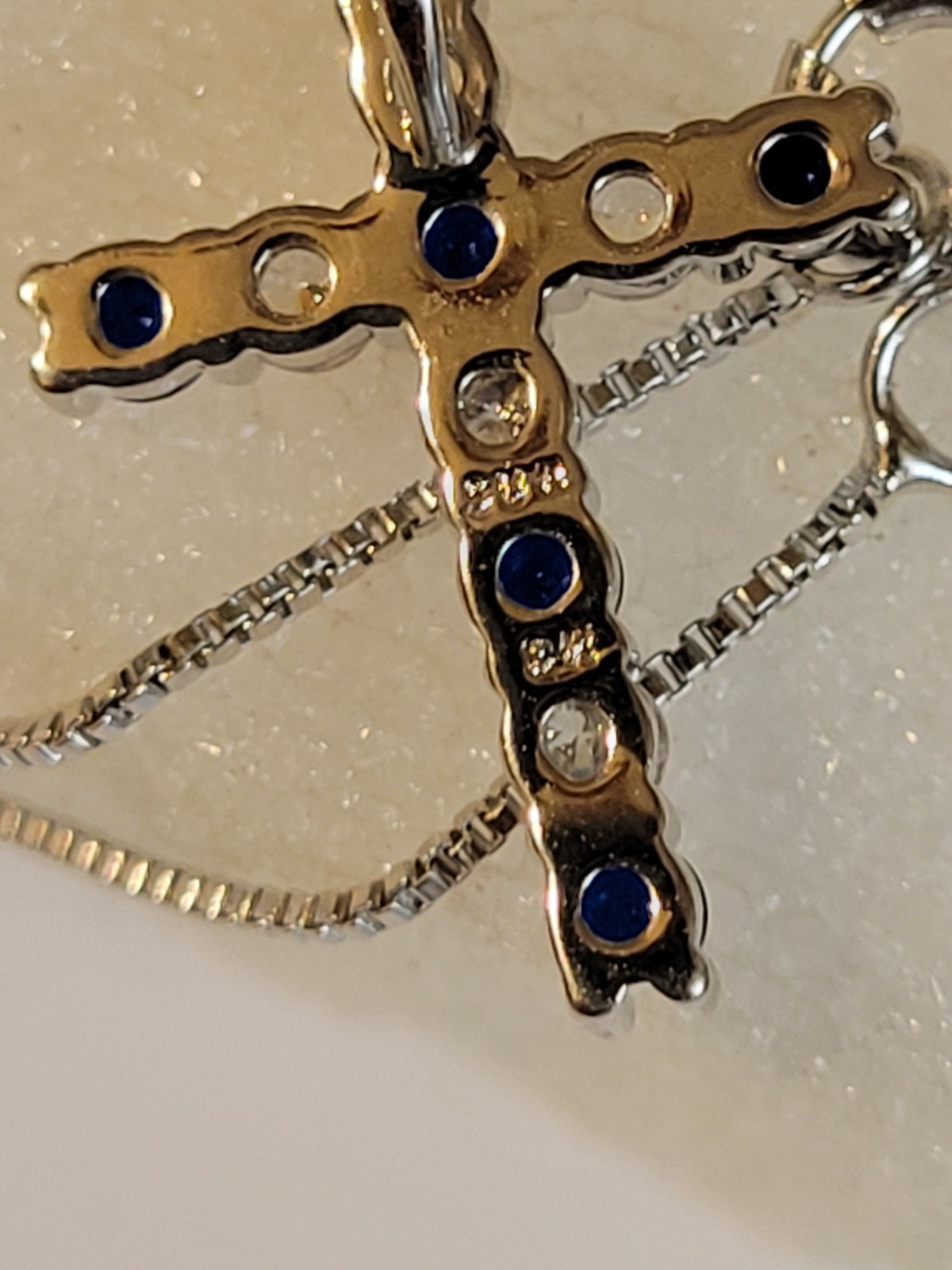 Lab-Created Sapphire Cross Earring and Pendant Set