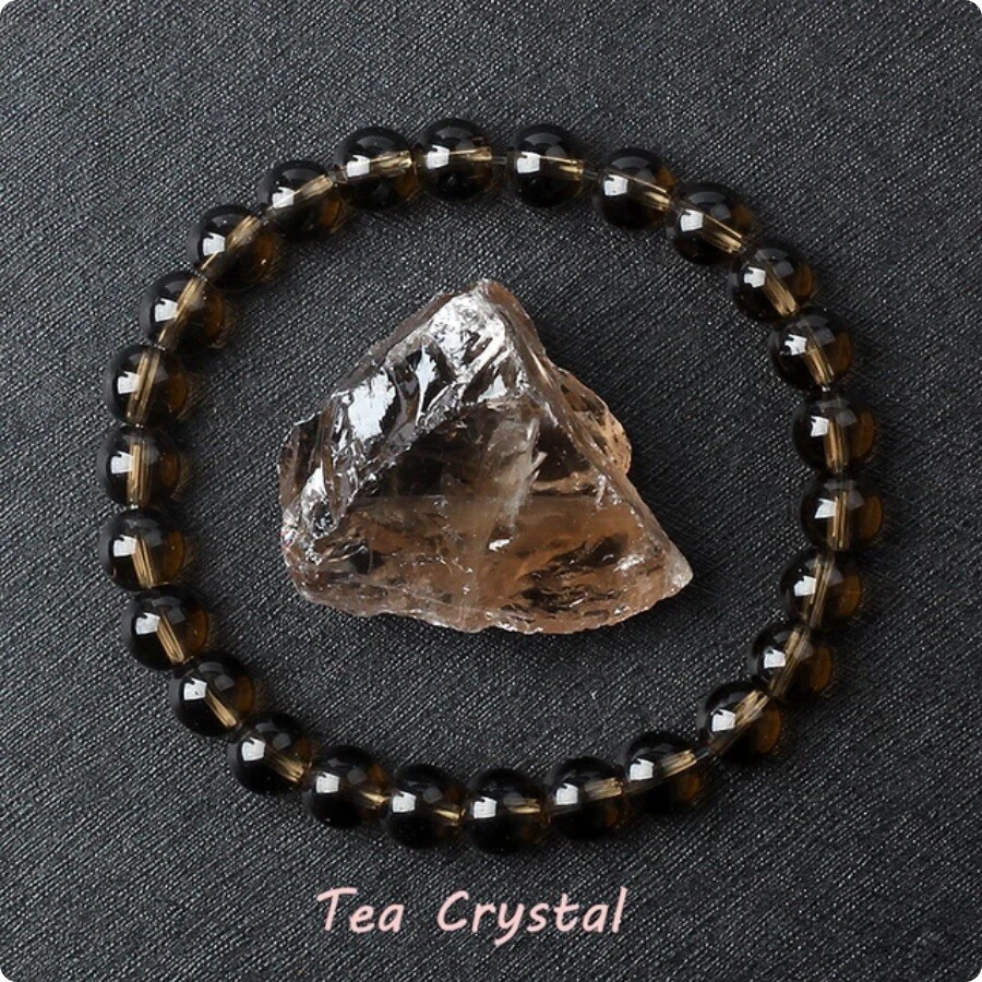 Tea Brown Crystal Stone Bracelet Natural Gemstone Bracelet Adjustable Bracelet