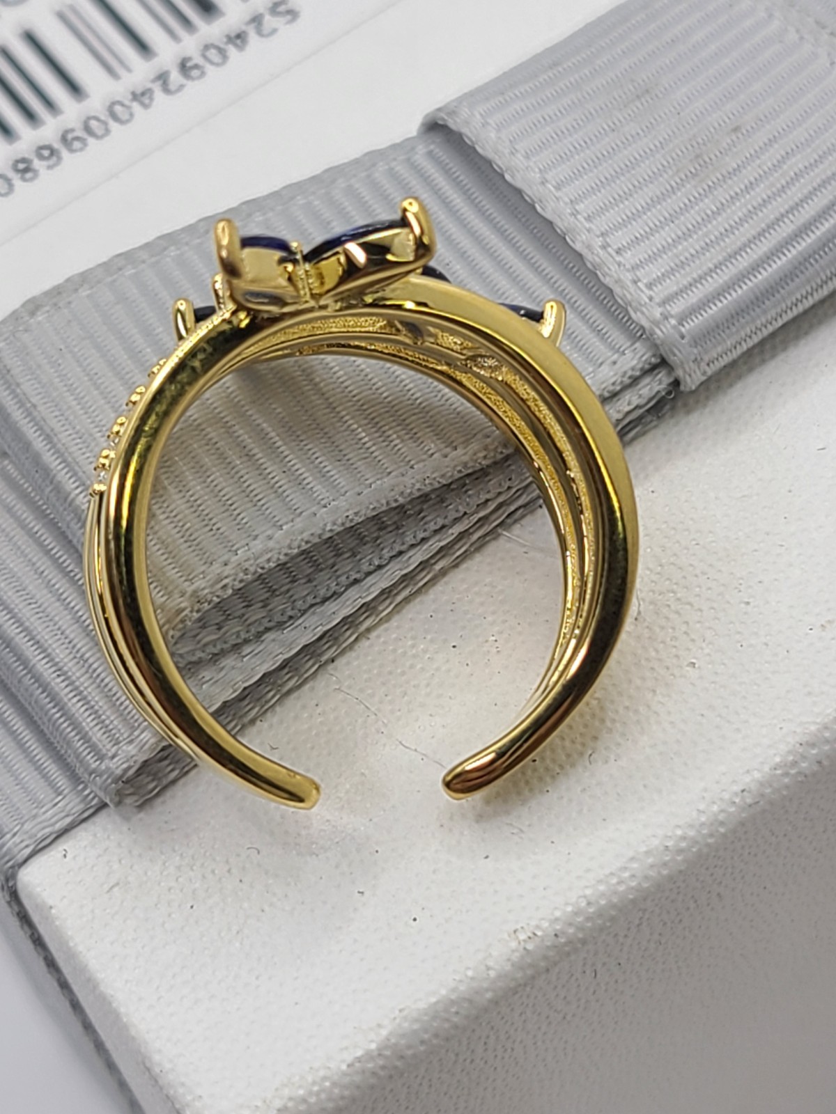 Butterfly 18k Gold Plated Adjustable Marquise Ring Blue Butterfly