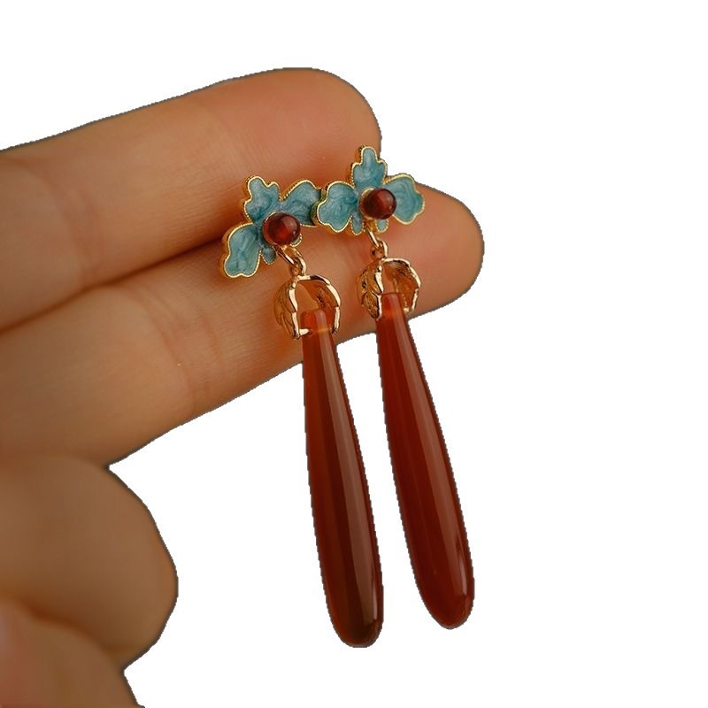 Chinese Style Long Teardrop Earrings New Chinese Hanfu Qipao Stud