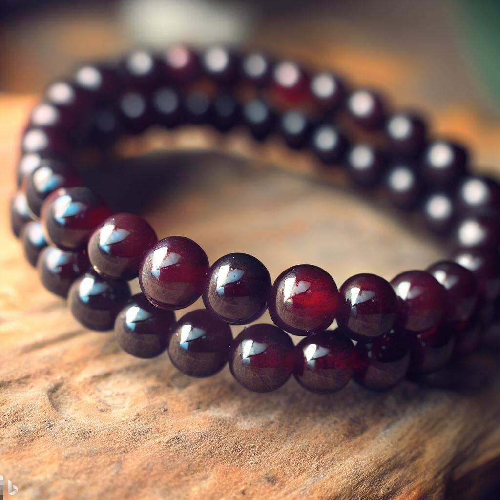 Natural Garnet Stone Beaded Bracelet Burgundy Gemstone Stretch Bracelet Handmade